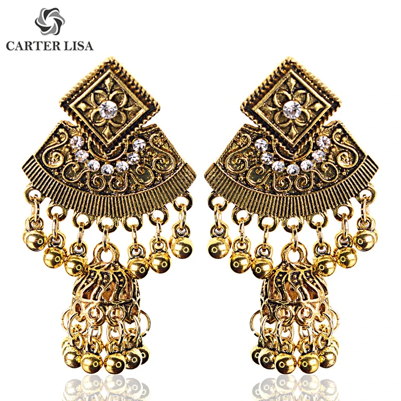 CARTER LISA индийские винтажные Редкие Кашмир Jhumka цыганские серьги для женщин