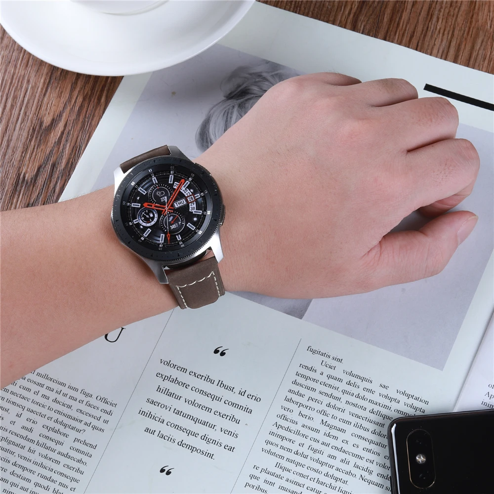 22 мм ремешок для часов Galaxy Watch 46 мм кожаный быстросъемный ремешок браслет для huawei Watch GT Amazfit GTR 47 мм Шестерня S3 ремни