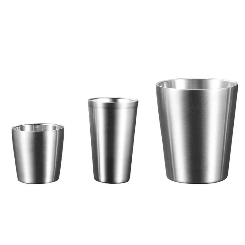 

304 stainless steel straight double insulation water cup beer cup coffee cup children's mouth cup, indoor and outdoor activities