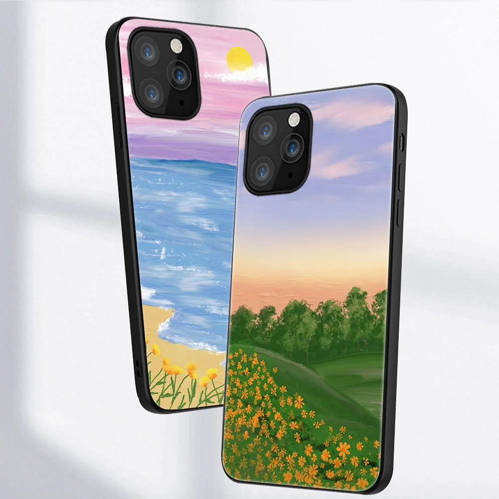 

Oil Painting Flower Phone Case For iPhone 11 12 Pro Max Mini Cover for iPhone X XR XS MAX 7 8 6S Plus 5 SE 2020 Soft TPU Fundas