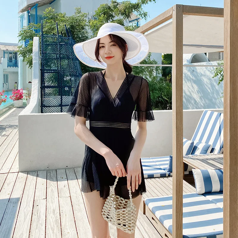 Купальник женский новый стиль цельный купальник корейский Тонкий пляжный для