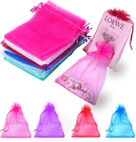 50pcslot adjustable drawstring organza bag 5x7cm 7x9cm 9x12cm 10x15cm jewelry packaging candy wedding party gifts pouches