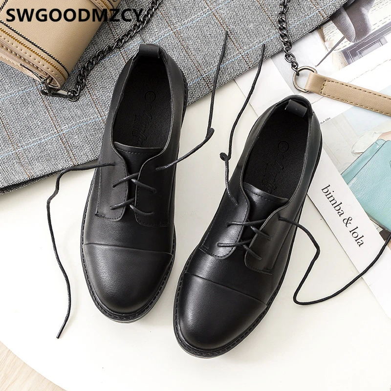 

Женские туфли-оксфорды, черные туфли для женщин, модная женская обувь, комфортные туфли на плоской подошве, женские туфли Sepatu, женские корей...