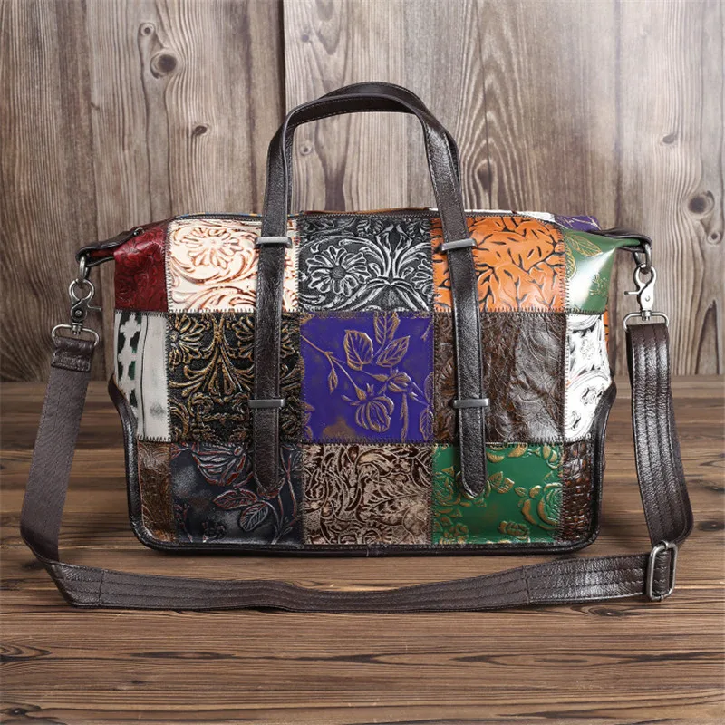 Nesitu Unique Fashion Bohemia Large Roomy A4 Genuine Leather Women Handbags Briefcase Female Shoulder Messenger Bags Totes M090 | Багаж и