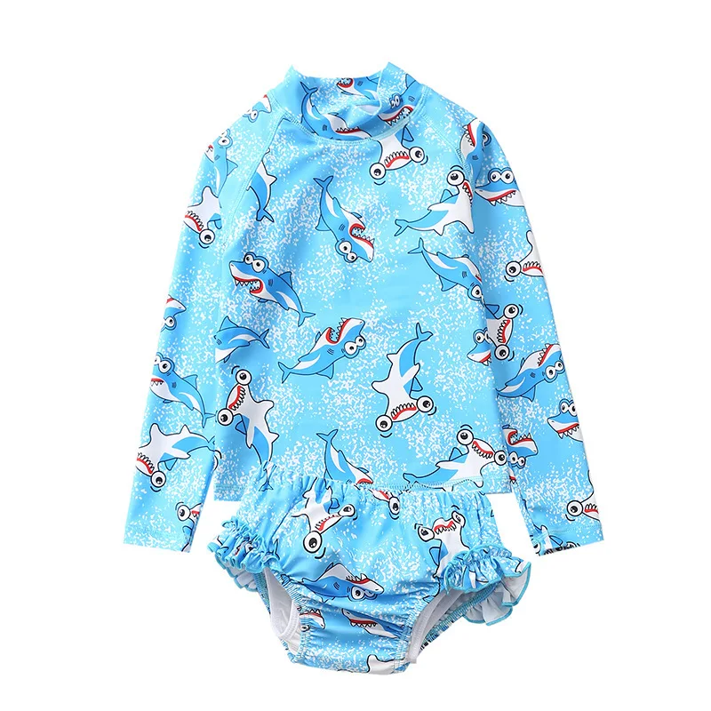 Детский купальный костюм для купания пеленки + длинный рукав Рашгард защита от