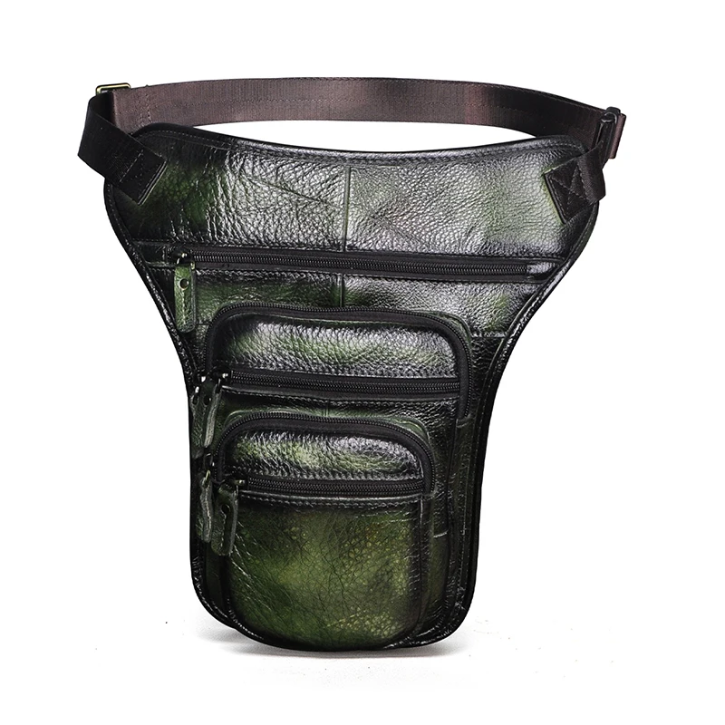 

Soft Real Leather Men Female Design 8" Tablet Messenger Bag Fashion Travel Fanny Waist Belt Pack Drop Leg Thigh Bag Male 3111