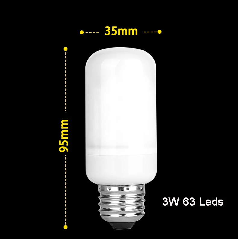 

AiLESEN LED Dynamic Flame Effect Corn Bulb 85-265V E27 E14 B22 Flickering Emulation Gravity Decor Lamp Creative Fire Lights