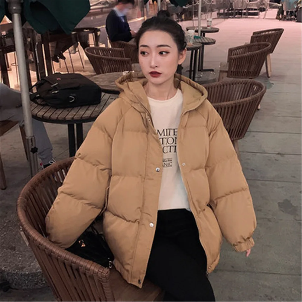 

New Short Winter Jacket Women Warm Hooded Down Cotton Jacket Parkas Female Casual Loose Outwear Korean Cotton-padded Winter Coat
