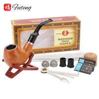 new cheap one smoking set resin smoking pipe wood tobacco pipe with pipe accessories mens gadget gift box
