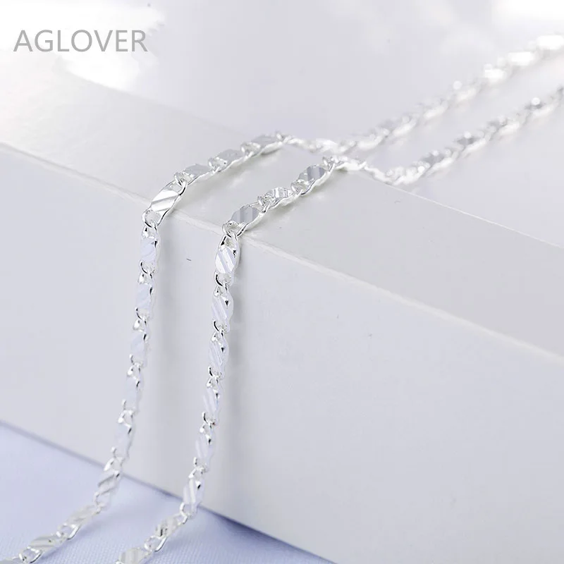 

AGLOVER New Style 925 Sterling Silver 16/18/20/22/24/26/28/30 Inch 2 MM Necklace Ladies Men's Fashion Wedding Party Jewelry Gift