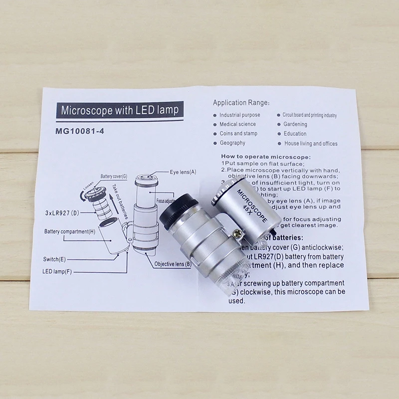 Горячая Распродажа 45X Карманный микроскоп с светодиодный лампой Ювелир Лупа