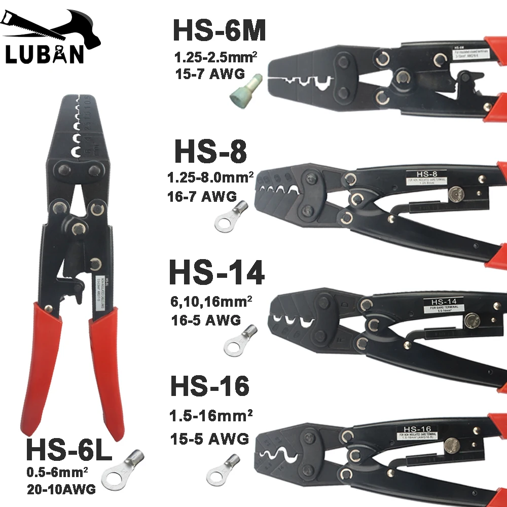

HD-6 HS-6L HS-6M HS-8 HS-14 HS-16 japanese style crimping piler for terminal 1-6mm2 CRIMPING PLIERS crimping tools