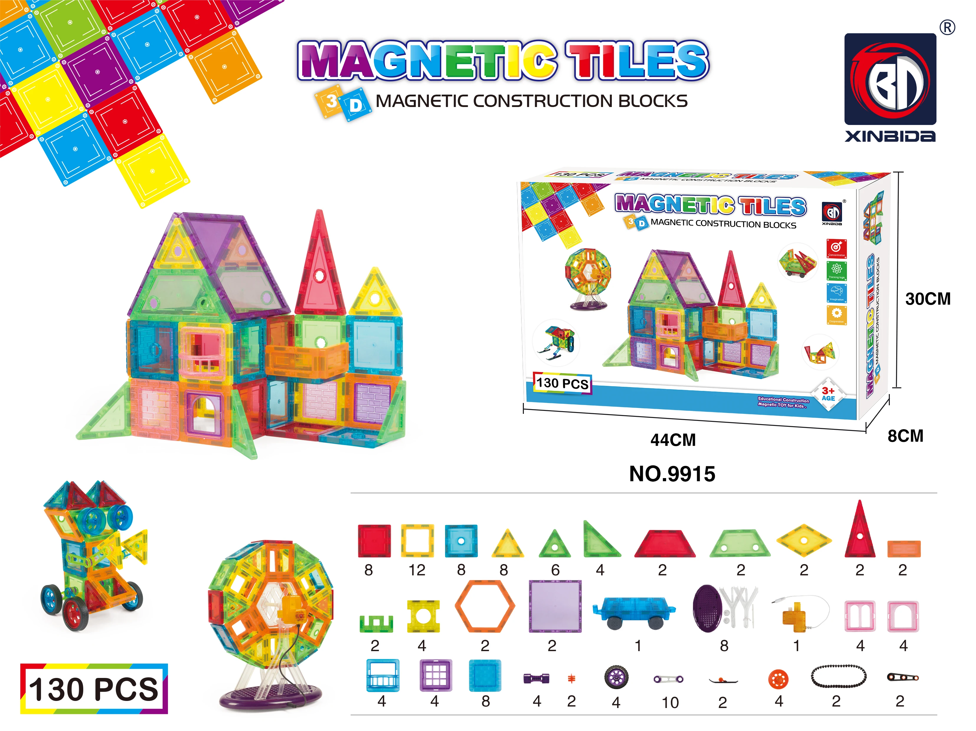 

ABS Plastic Magnetic Toy Set 106 Pieces/130 Pieces Tile 3D Building Blocks Magnetic Children's Toys