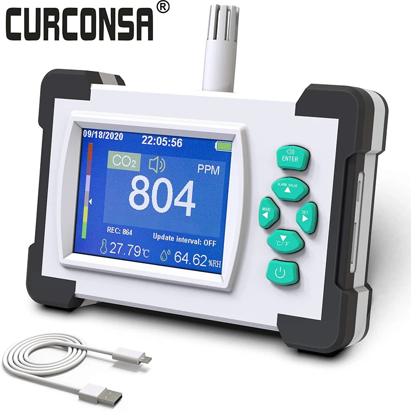 

Детектор углекислого газа, анализатор углекислого газа, измеритель CO2, монитор качества воздуха, определитель температуры и влажности угле...