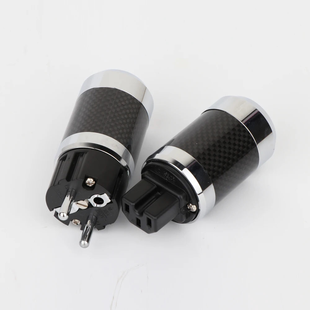Штепсельная Вилка питания 2020 из углеродного волокна с родиевым покрытием Schuko EU AC