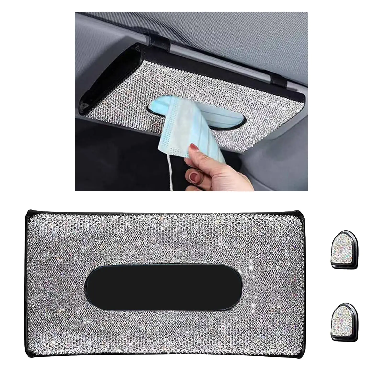 

Bling Bling Car Tissue Holder Truck PU Leather Boat Napkin Box Decoration Towel Paper Masks Hanging Hooks Clips