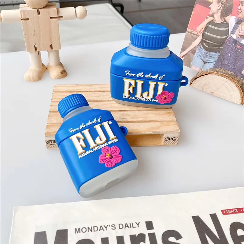 Твердый силиконовый 3D чехол для наушников с защитой бутылки воды Фиджи Apple Bluetooth