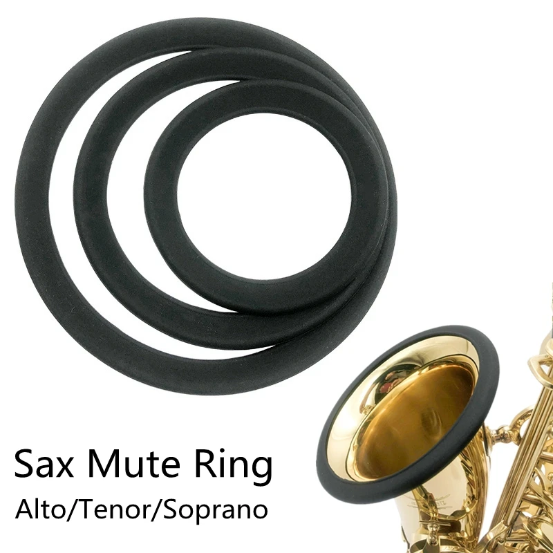 Black Durable Silica Gel Sax Mute Ring Dampener Silencer for Alto / Tenor / Soprano Saxophone
