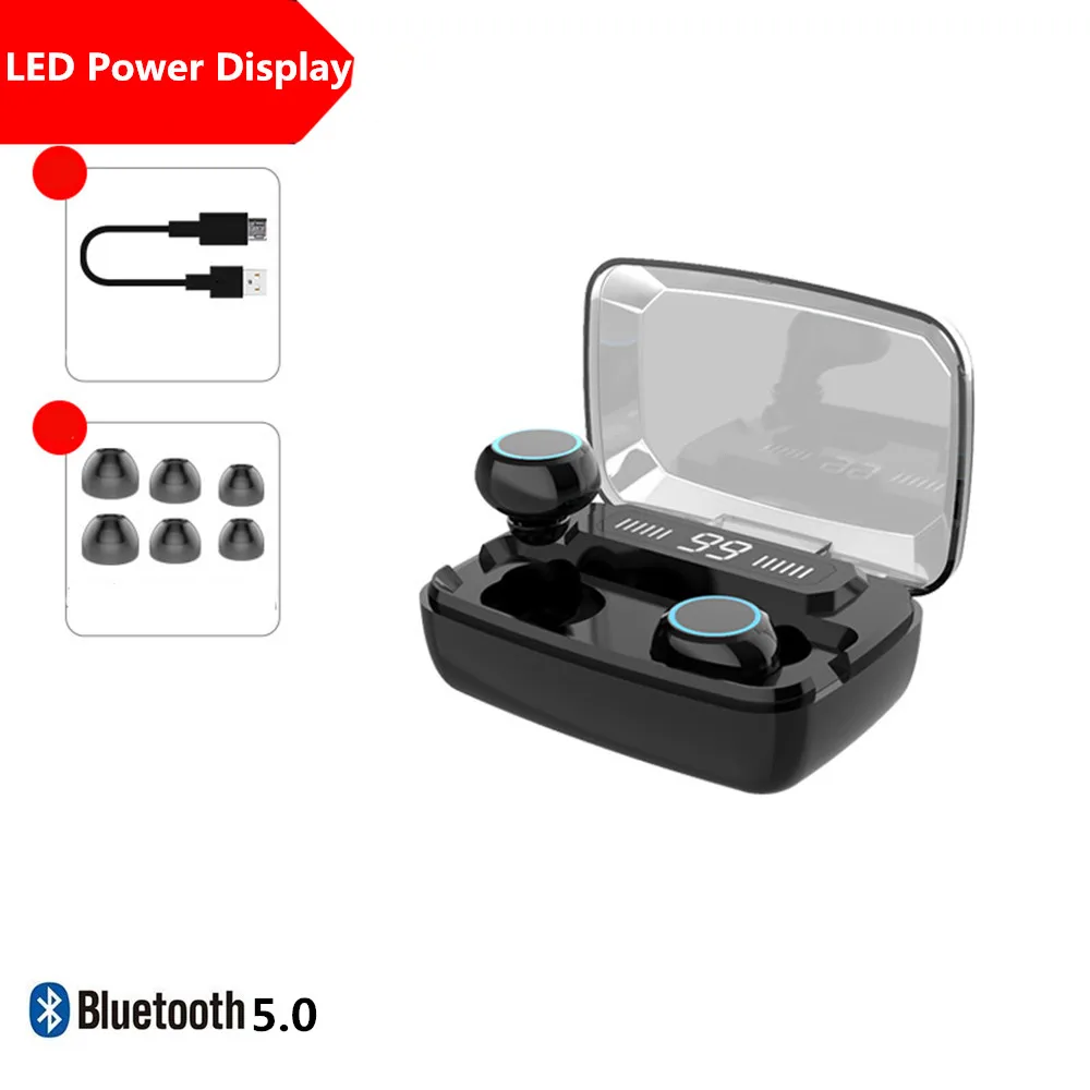 HYASIA LED power display Bluetooth 5 0 наушники водонепроницаемые IPX7 Беспроводные спортивные для