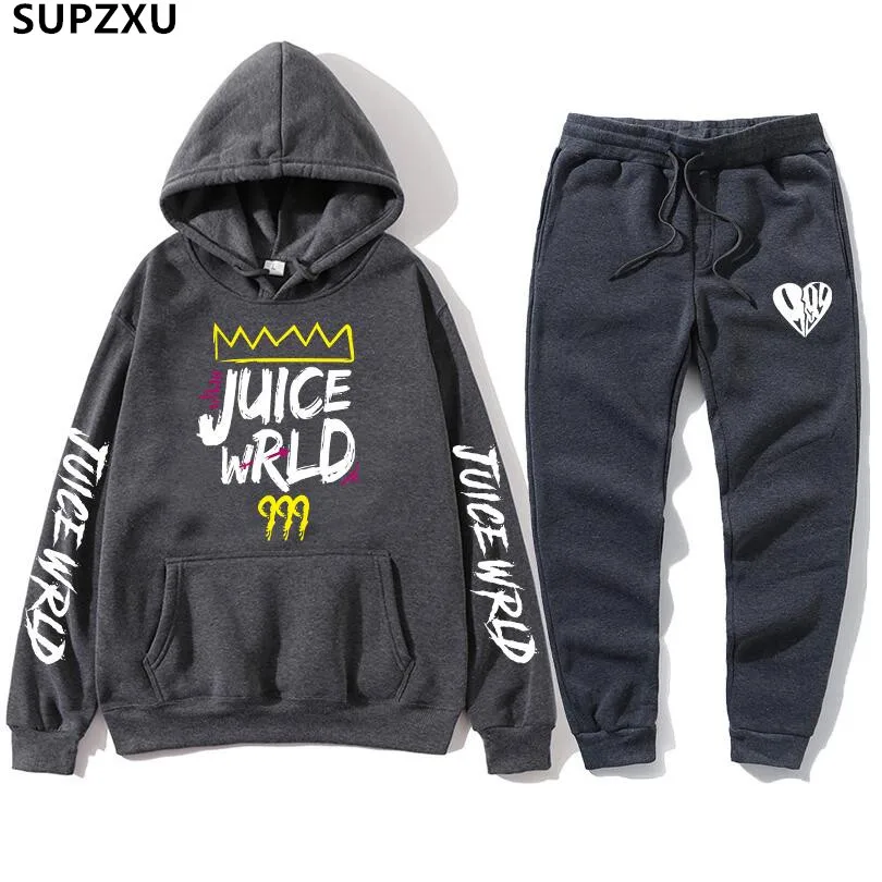 

SUPZXU Rapper Juice Wrld Sets Tracksuit Men Hoode Sweatshirt pants Sportswear Male Suit Pullover 2Piece Set Casual Hoodi sudader