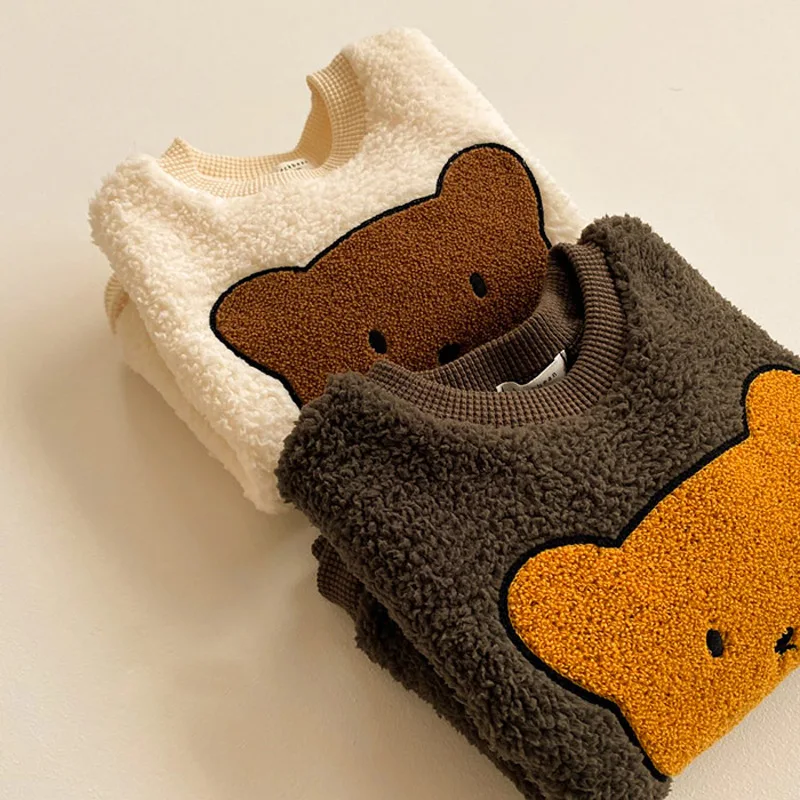Winter Baby Girls Boys Cute Cartoon Bear Thicken Warm Sweatshirts Tops Kids Children Long Sleeve Hoodies Outerwear |