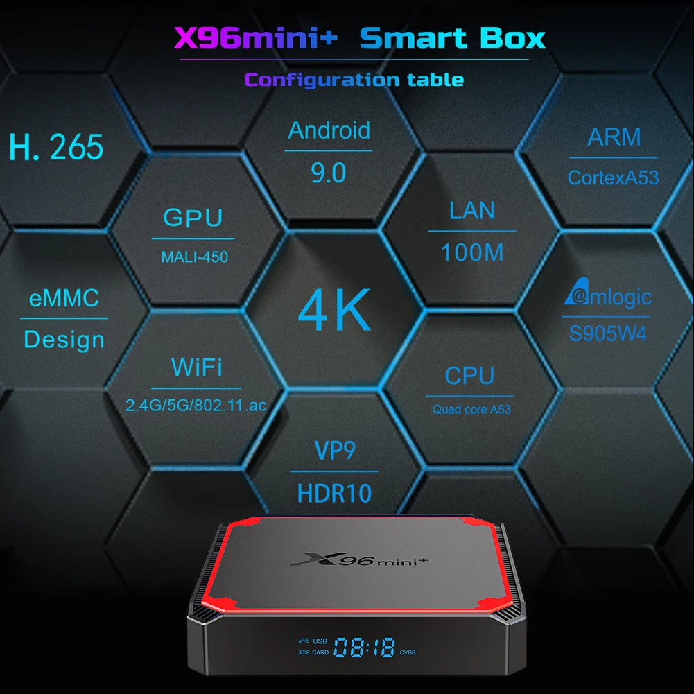 

ТВ-приставка X96mini +, Android, четырехъядерный процессор, 2 Гб ОЗУ, 16 Гб ПЗУ, телеприставка, двухдиапазонный Wi-Fi, смарт-ТВ, STB, 4K, медиаплеер