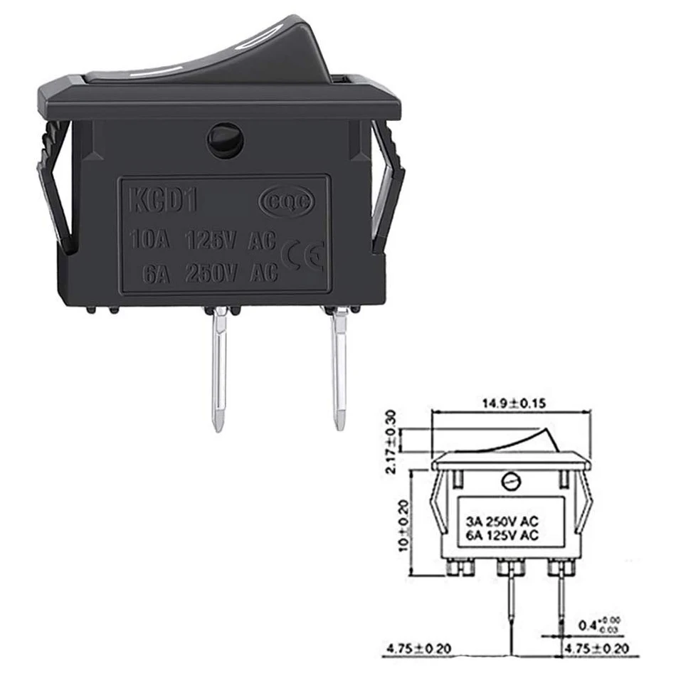 5 шт. клавишный переключатель контурный 2-контактный кнопка вкл./выкл. оснастка