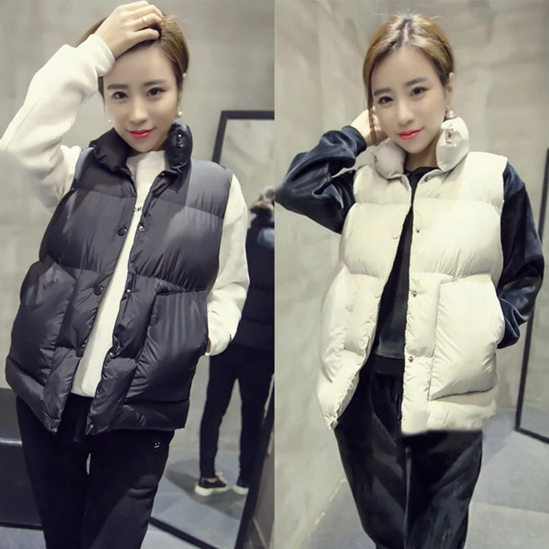 

New 2019 Autumn And Winter Women Cotton Vest White Duck Down Soft Warm Waistcoat Plus Size XL Female Outwear Brand Vest Coat