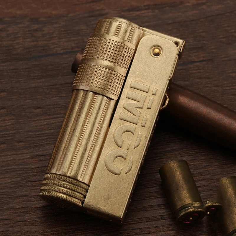 

IMCO 6700 Classic Copper Lighter Gasonlion Vintage Style Oil Petrol Refillable Flint ignition Grinding Wheels Fire Lighter
