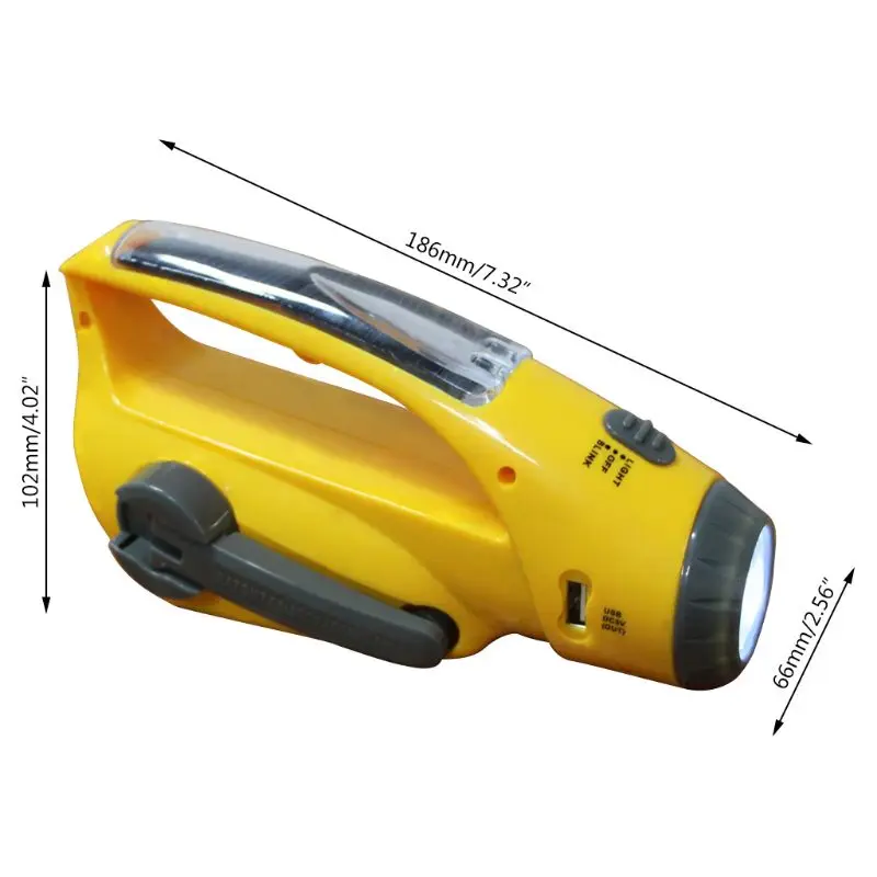 

Portable Solar Hand Crank Emergency LED Torch Flashlight Phone Charger with FM/AM Radio Function for Outdoor Camping Hiking