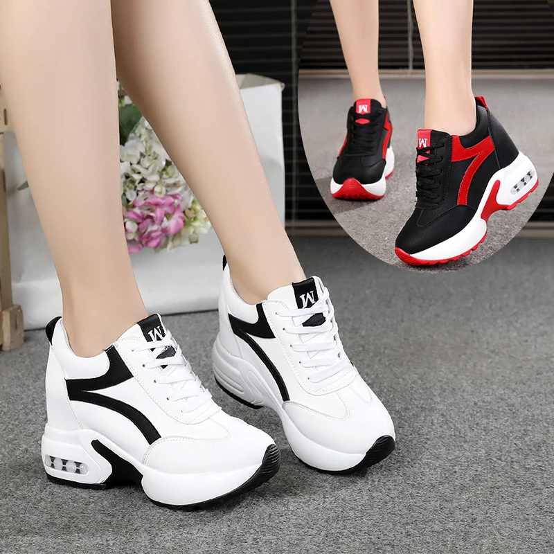 Женские туфли из ПУ кожи на платформе 8 см высокий каблук со шнуровкой скрытой