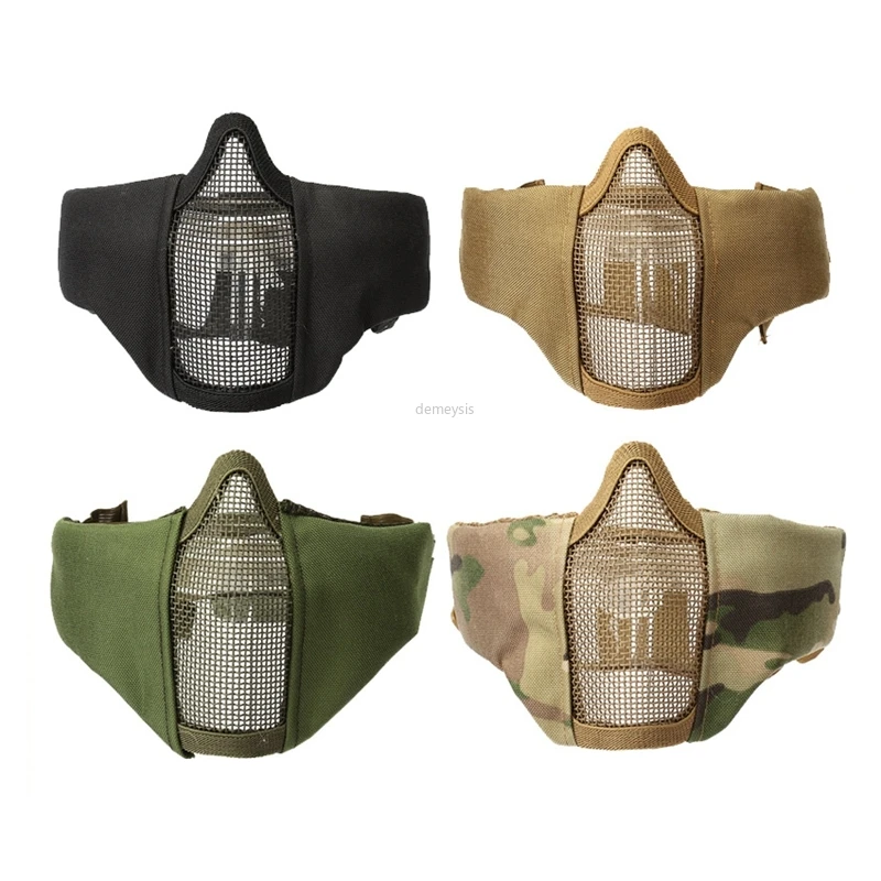 

Tactical Half Face Mask Low Carbon Steel Mesh Breathable Military Airsoft Paintball Mask CS Hunting Protective Guard Mask