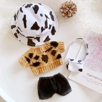 20cm cute doll clothes for exo kpop plush doll ropa baby clothes cow fishermans hatsweatermessenger bag suitdoll accessories