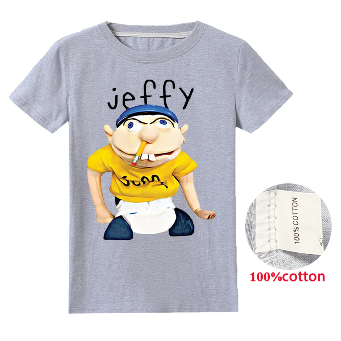 Jeffy/модная футболка для мальчиков и девочек детская одежда с героями