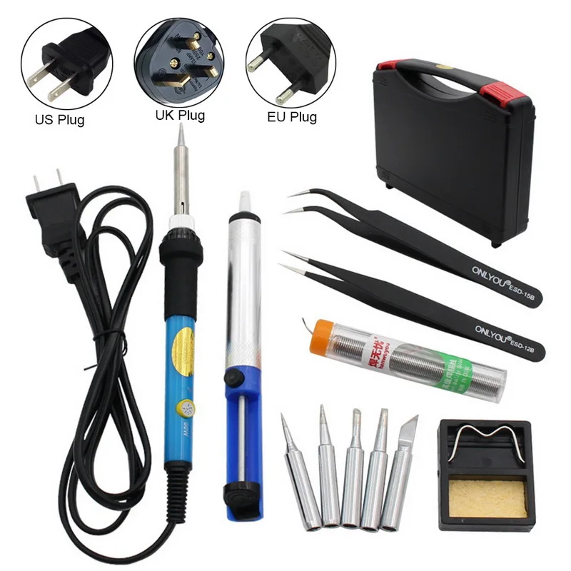 12 в 1 Набор паяльников 60 Вт Регулируемая температура сварочный паяльник 110 В/220 В DIY