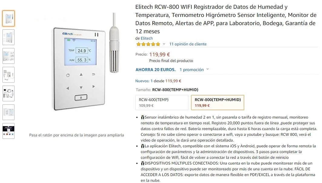 Elitech Wifi регистратор данных температуры и влажности, беспроводной дистанционный термометр для холодильника