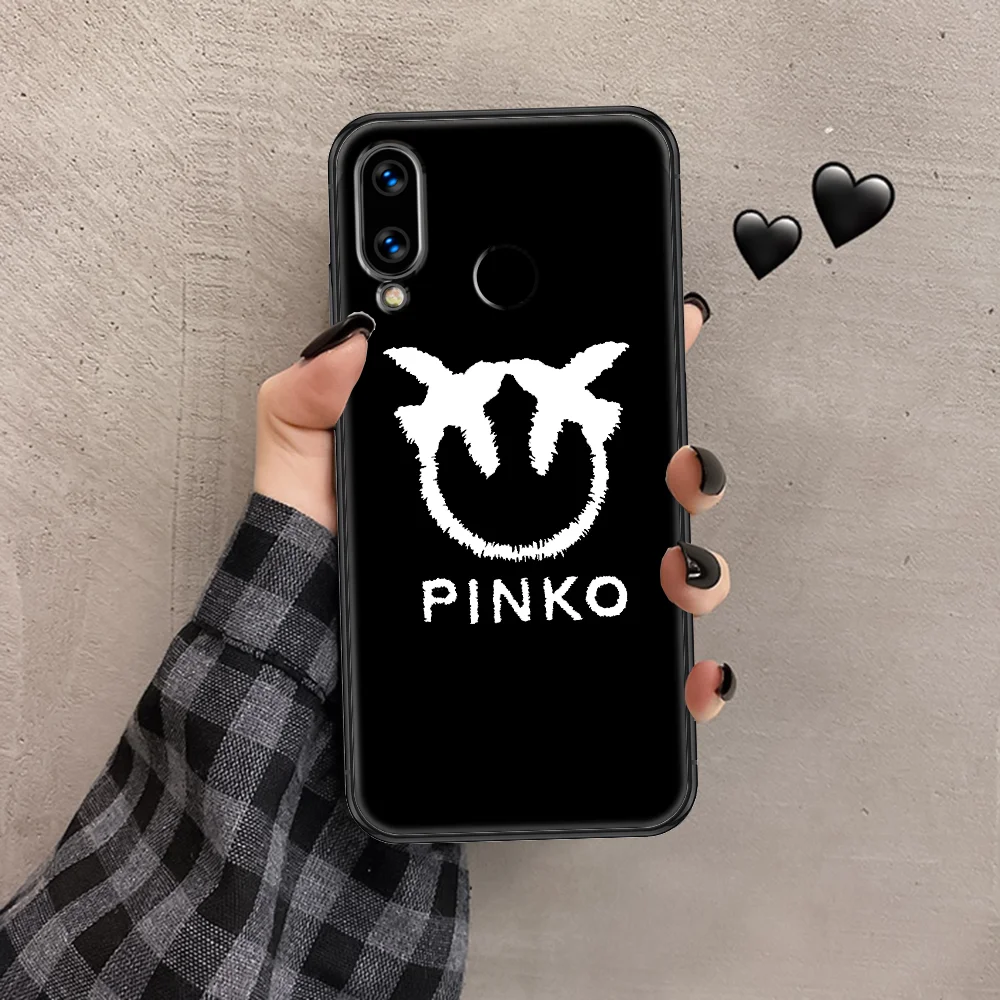 

Italian Brand PINKOes Phone case For Huawei P Mate P10 P20 P30 P40 10 20 Smart Z Pro Lite 2019 black tpu cell cover 3D Etui