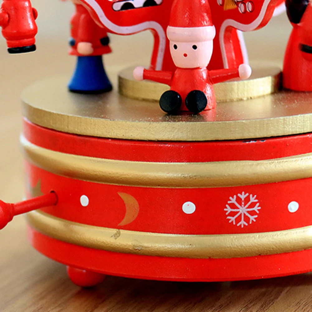Wooden Christmas Tree Rotating Carousel Music Box Kids Toy Gift Table Decor Swivel Mom and Dad Gifts Birthday mus | Дом и сад