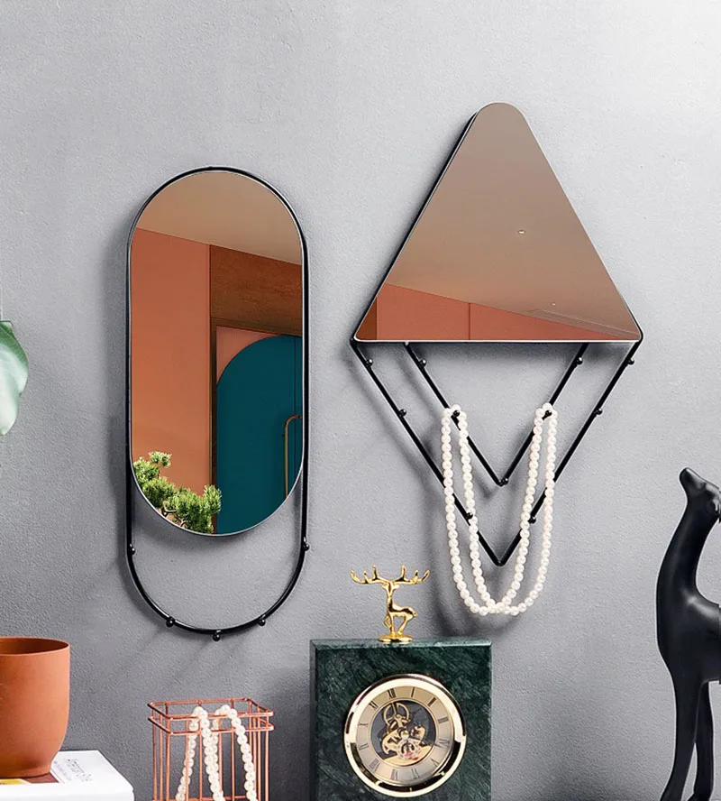 

The New 2021 Matal Makeup Mirror Bathroom Cosmetic Mirror Decor Mirrors Bedroom Decoration Wall-Mounted Room Decor