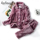 Зимние женские плотные фланелевые пижамные комплекты, теплая домашняя одежда для сна, Коралловая флисовая Пижама, свободный домашний костюм большого размера 6XL 8XL