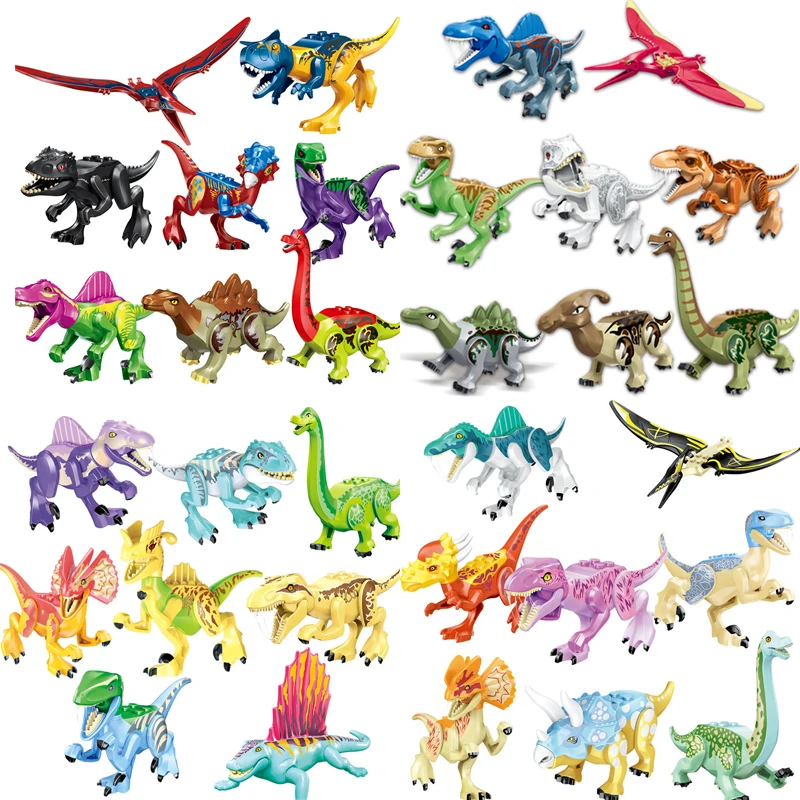 Creator Jurassic Dinosaur World Park Cat Dog Pig Rabbit Model Accessories Interbreed Velociraptor T-Rex Movies Dinosaurs Blocks