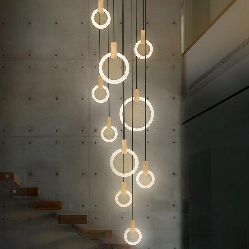 Modern LED chandelier nordic living room pendant lamp bedroom fixtures stair lighting novelty illumination loft hanging lights