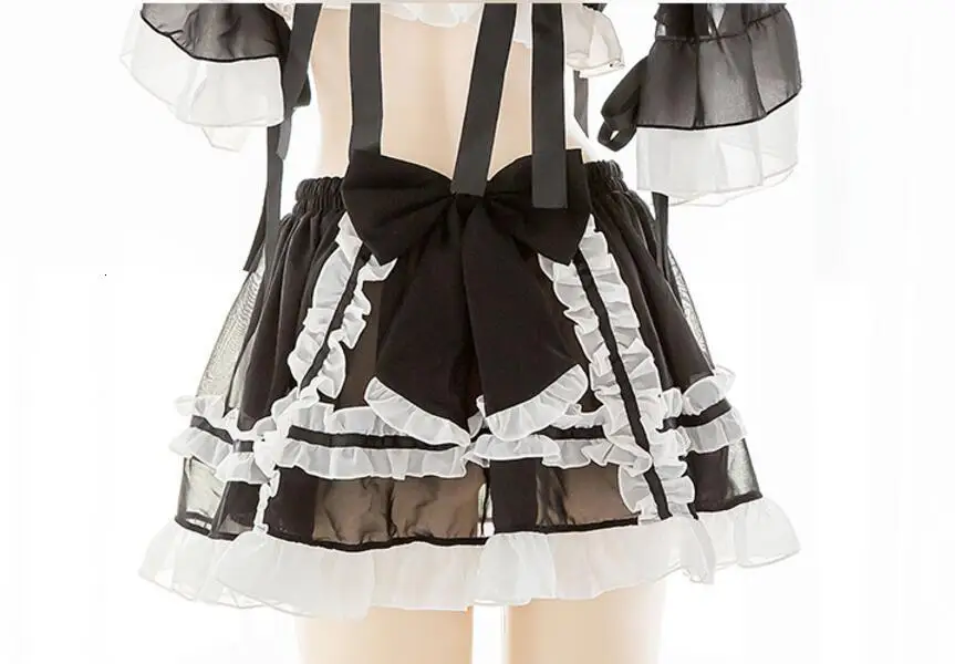 Женское сексуальное черное прозрачное шифоновое платье-пачка из двух частей