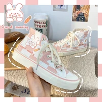 kawaii shoes womens sneakers sports japanese sweet lolita cute girl pink students canvas platform causal female 2021