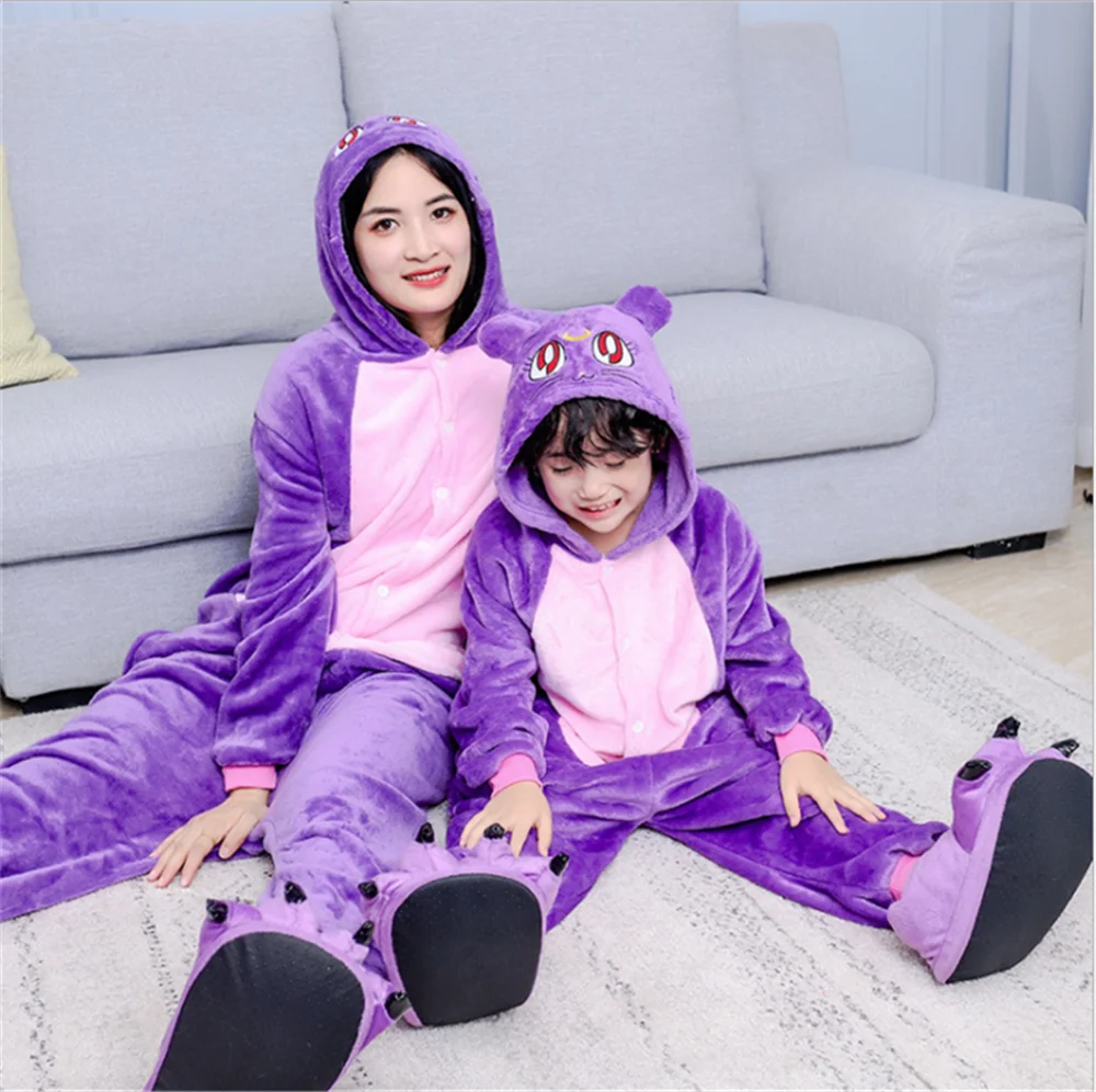

Parent-child Outfit Luna Onesie Anime Cat Cosplay Pajamas Suit Warm Soft Sleepwear Onepiece Winter Jumpsuit Pijama Party Costume