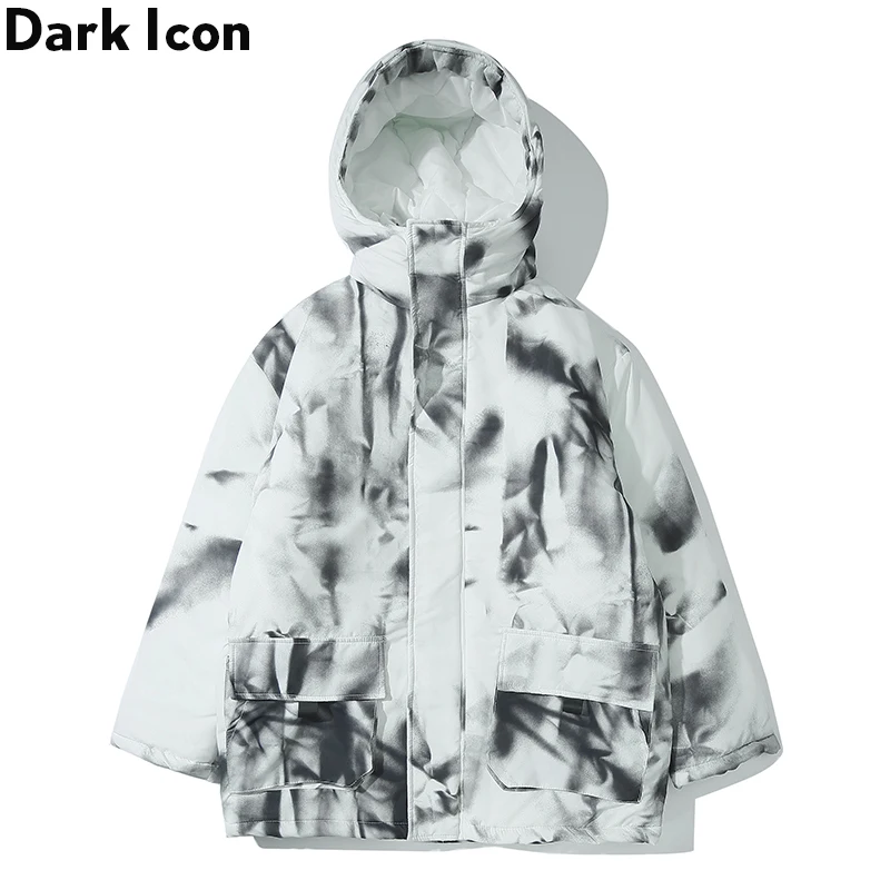 Темные иконы мужские парки с галстуком Длинные дизайнерские пальто хлопковой