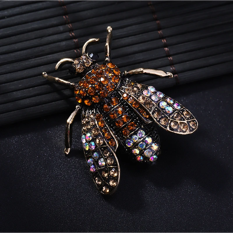 Женская Винтажная брошь Morkopela черная в виде насекомого булавка пчелы стразы на