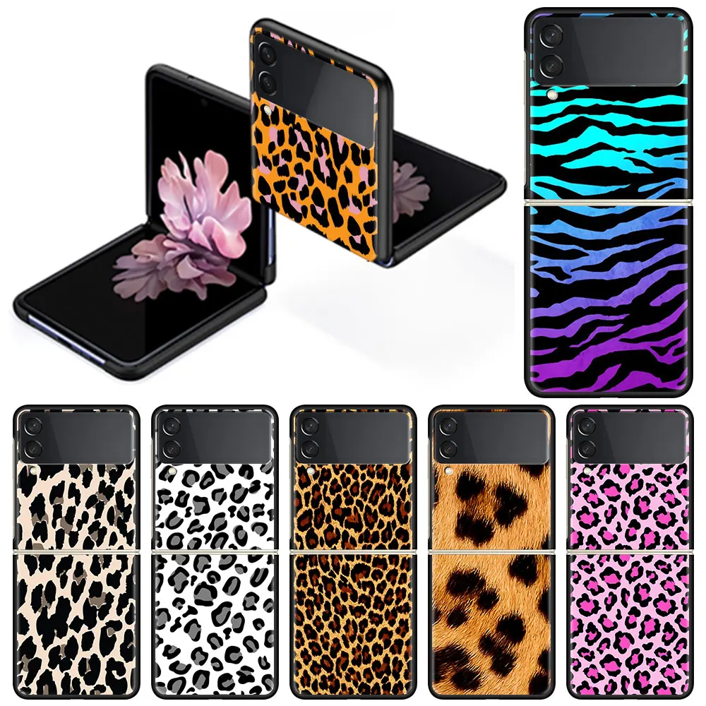 

Sexy Leopard Case for Samsung Galaxy Z Flip 3 Hard Silicone Tpu Funda Shockproof Cover Luxury Phone Shell