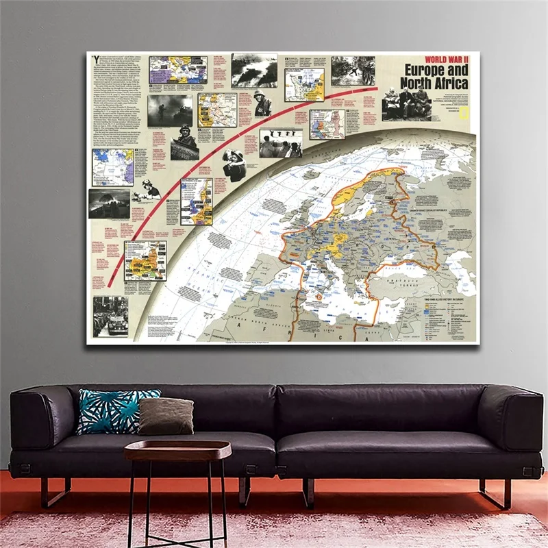 

Карта мира II-Европа и Северная Африка 1991 карта холст живопись стена художественные плакаты и принты гостиная домашний декор учебные принад...
