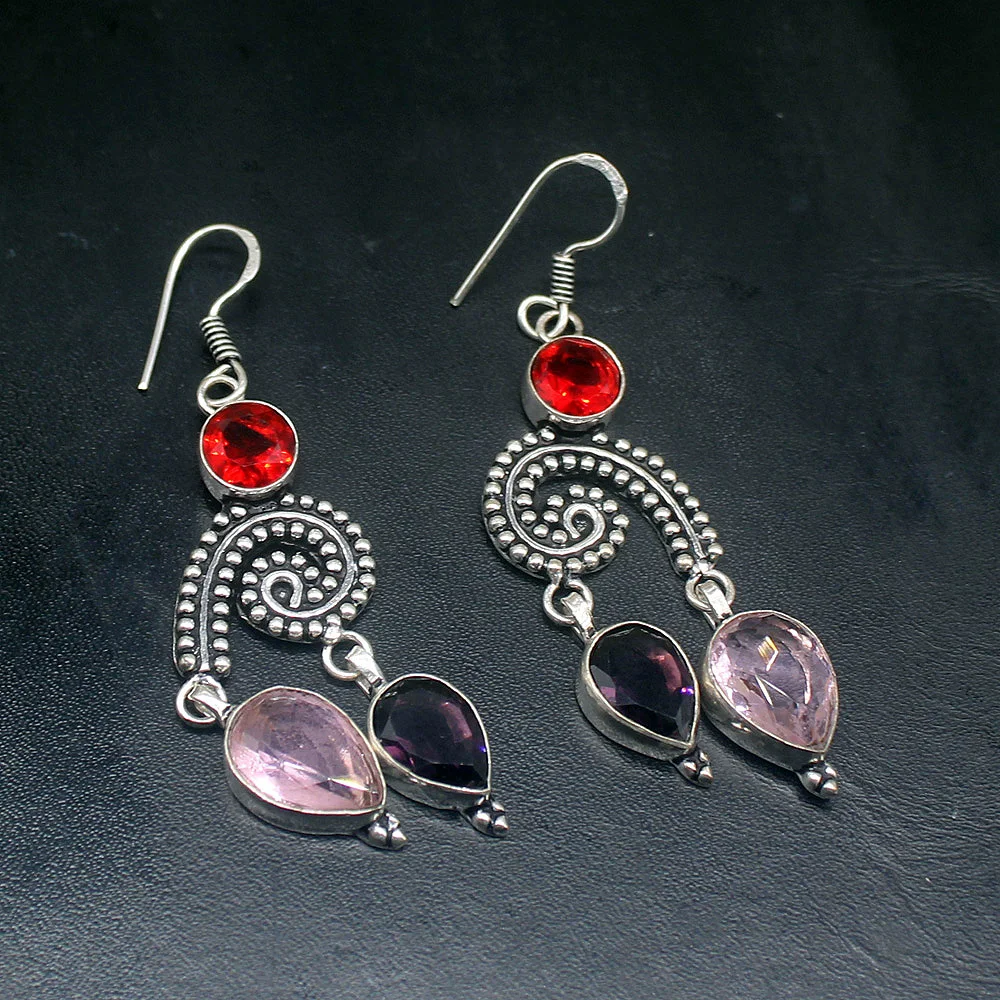 

Gemstonefactory Big Promotion 925 Silver Antique Topaz Amethyst Garnet Women Ladies Gifts Dangle Drop Earrings 20212023